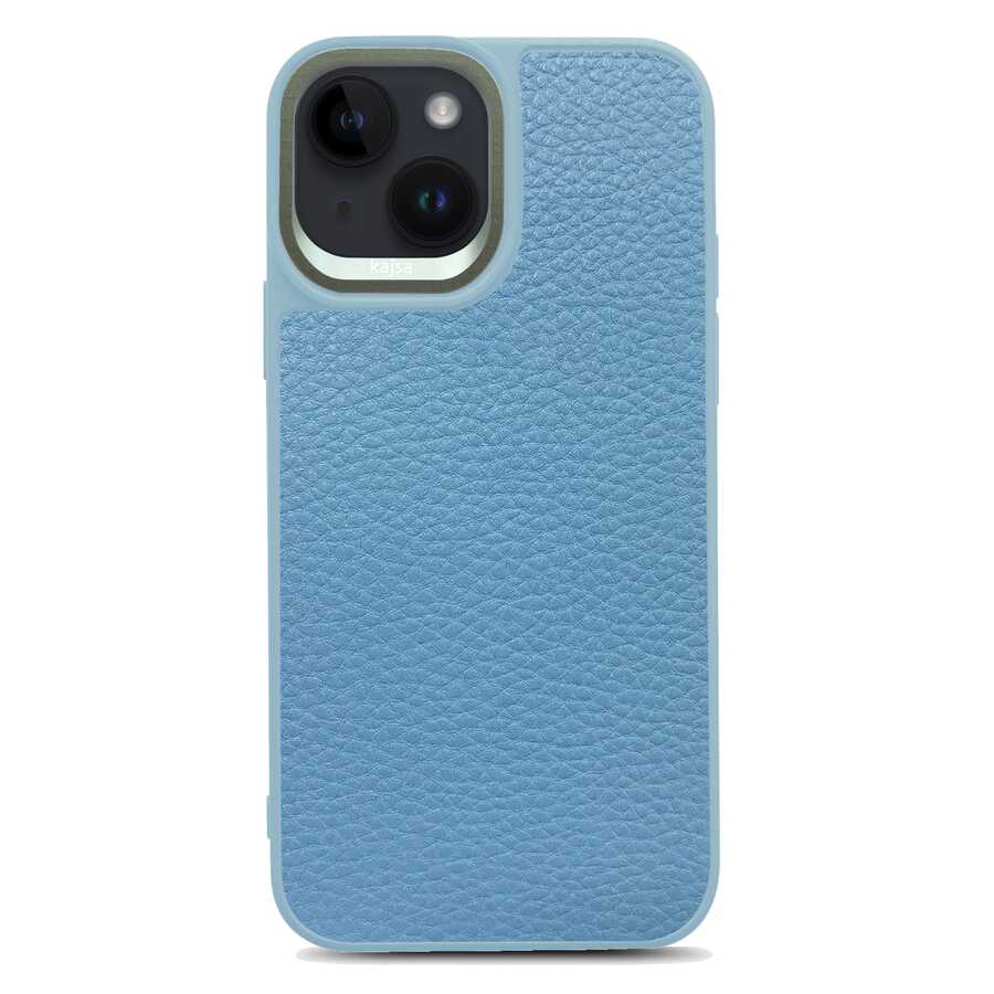 Apple iPhone 14 Plus Uyumlu Kılıf Soft Deri Metal Kamera Çerçeveli ​Kajsa Litchi Kapak