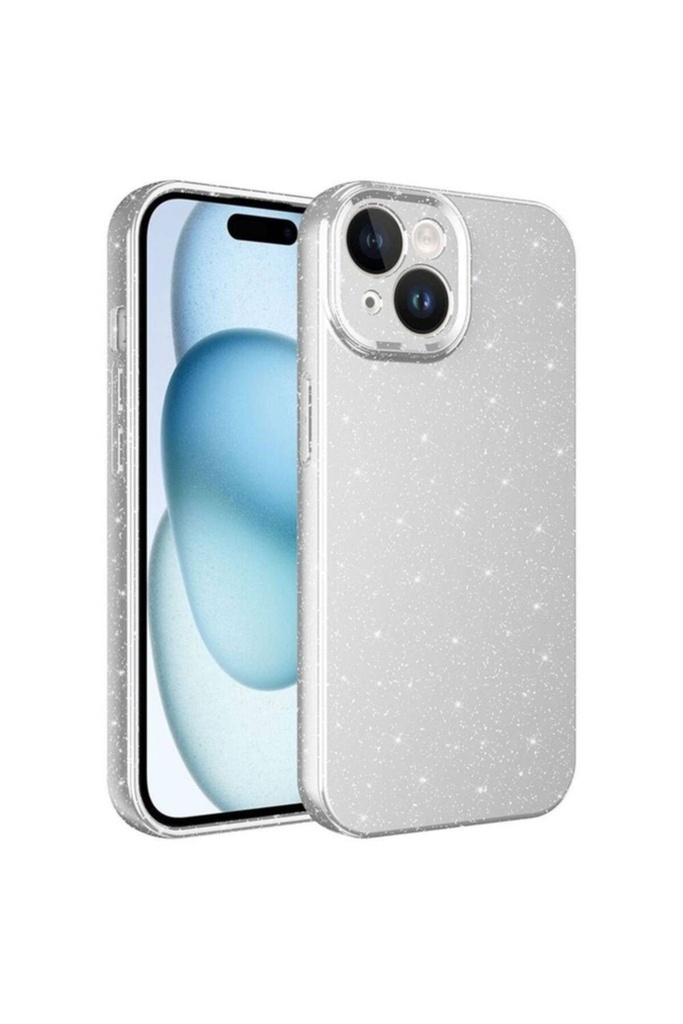 Apple iPhone 15 Plus Uyumlu Kılıf Kamera Korumalı Simli Lüks Zore Koton Kapak