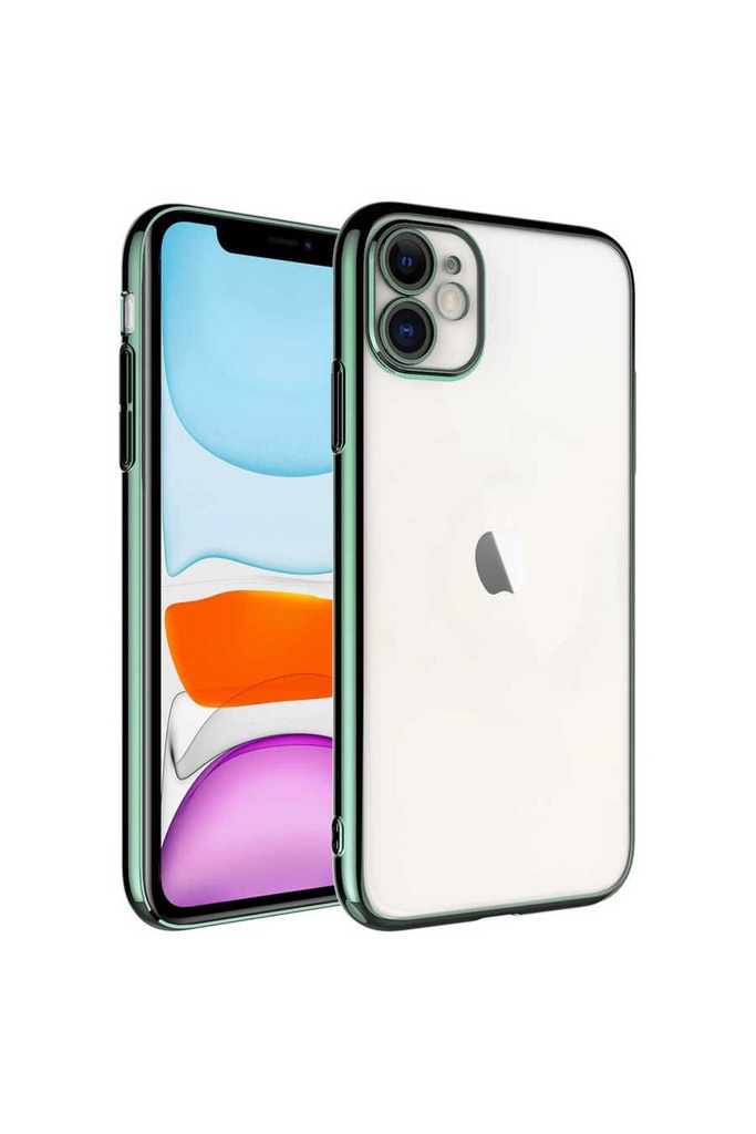 Apple iPhone 11 Uyumlu Kılıf Sert PC Renkli Çerçeveli Zore Riksos Kapak