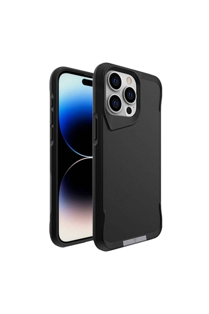 [RNZ-TA97052] Apple iPhone 15 Pro Max Uyumlu Kılıf Zore Airbag Kenarlı T-Max Mat Standlı Kapak (Siyah)
