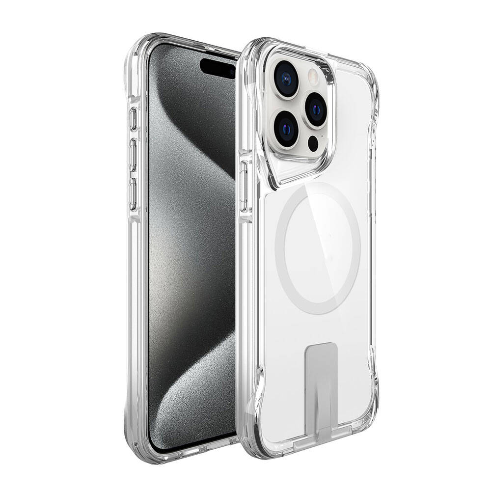 Apple iPhone 15 Pro Uyumlu Kılıf M-safe Şarj Özellikli Zore T-Max Standlı Kapak