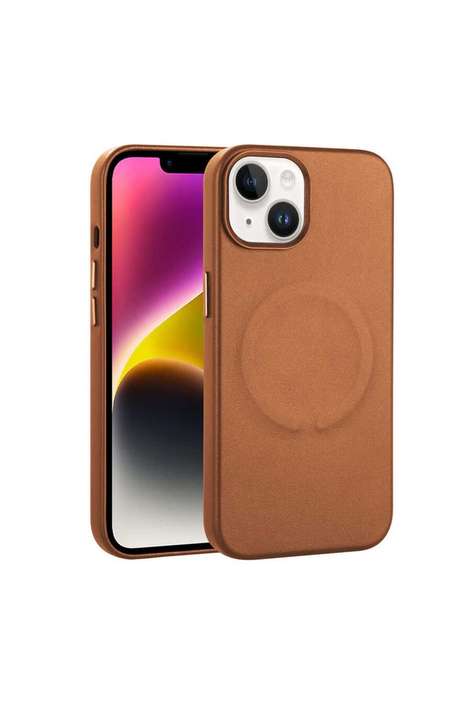 Apple iPhone 14 Uyumlu Kılıf PU Deri M-safe Wireless Şarj Özellikli Zore Derix Kapak