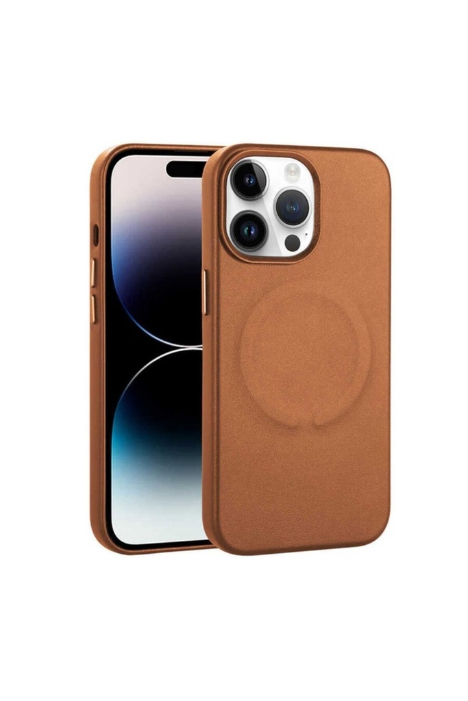 Apple iPhone 14 Pro Uyumlu Kılıf PU Deri M-safe Wireless Şarj Özellikli Zore Derix Kapak
