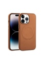 Apple iPhone 14 Pro Uyumlu Kılıf PU Deri M-safe Wireless Şarj Özellikli Zore Derix Kapak