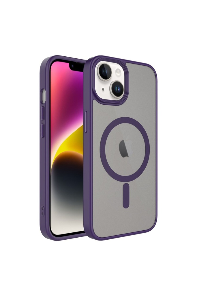 Apple iPhone 14 Plus Uyumlu Kılıf Mat Arka Yüzey Wireless Şarj Özellikli Zore Flet M-safe Kapak