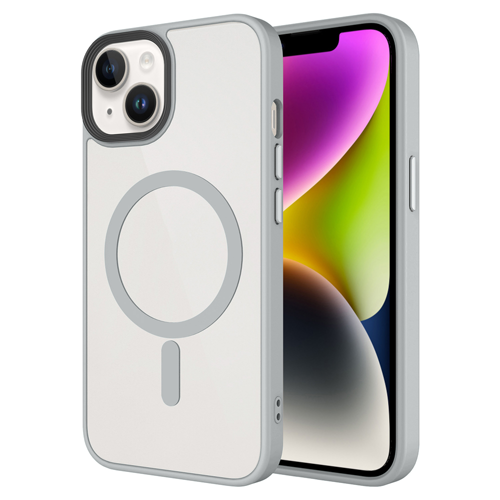 Apple iPhone 14 Plus Uyumlu Kılıf Mat Arka Yüzey Wireless Şarj Özellikli Zore Flet M-safe Kapak