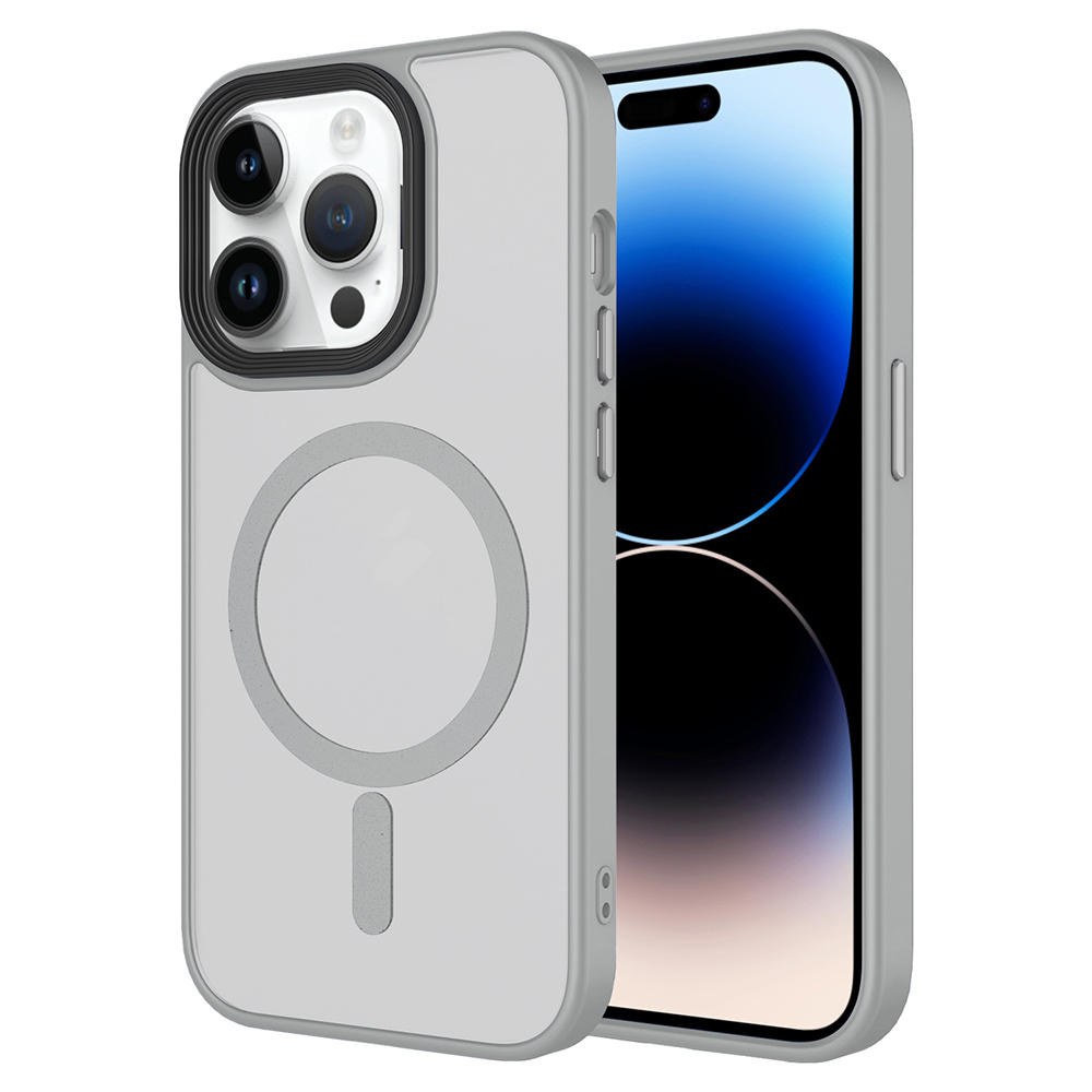 Apple iPhone 14 Pro Uyumlu Kılıf Mat Arka Yüzey Wireless Şarj Özellikli Zore Flet M-safe Kapak