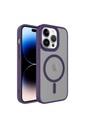 Apple iPhone 14 Pro Uyumlu Kılıf Mat Arka Yüzey Wireless Şarj Özellikli Zore Flet M-safe Kapak