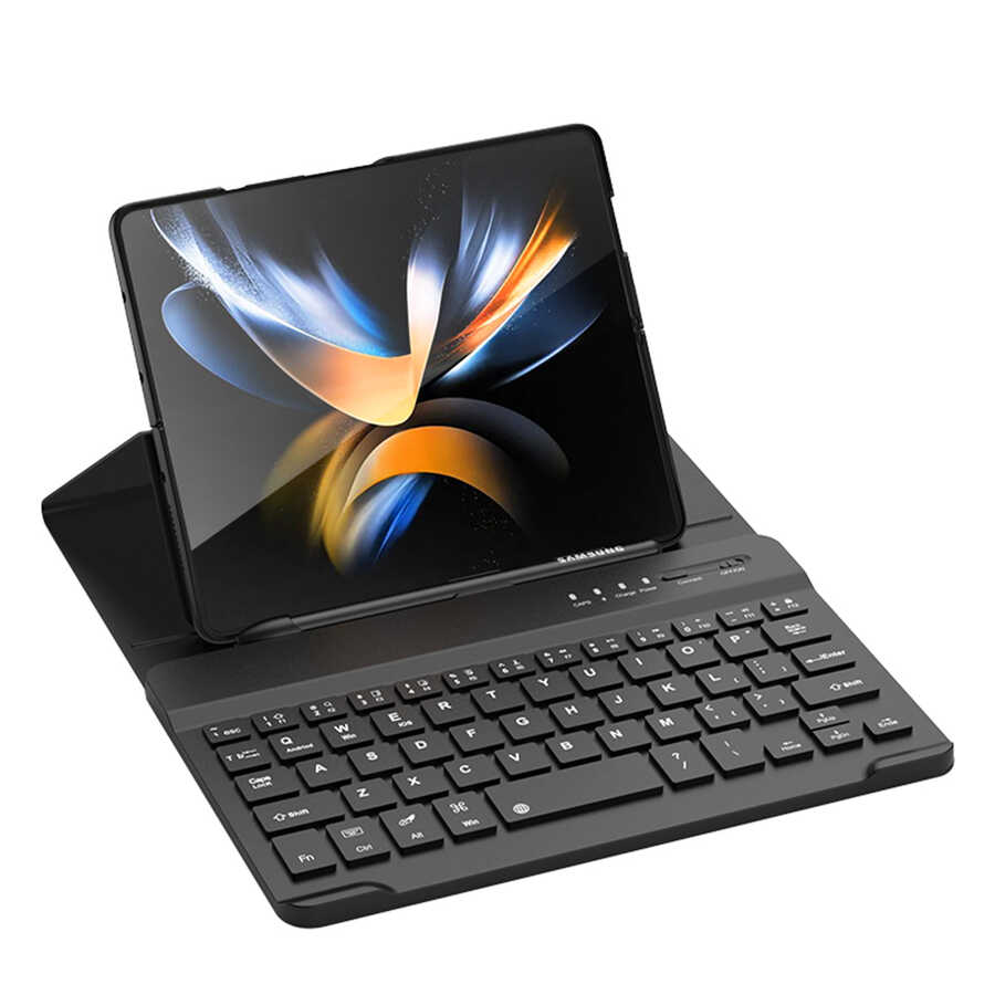Samsung Galaxy Z Fold 3 Uyumlu Kılıf Standlı Bluetooth Klavyeli Zore Kıpta Keyboard Set Kılıf