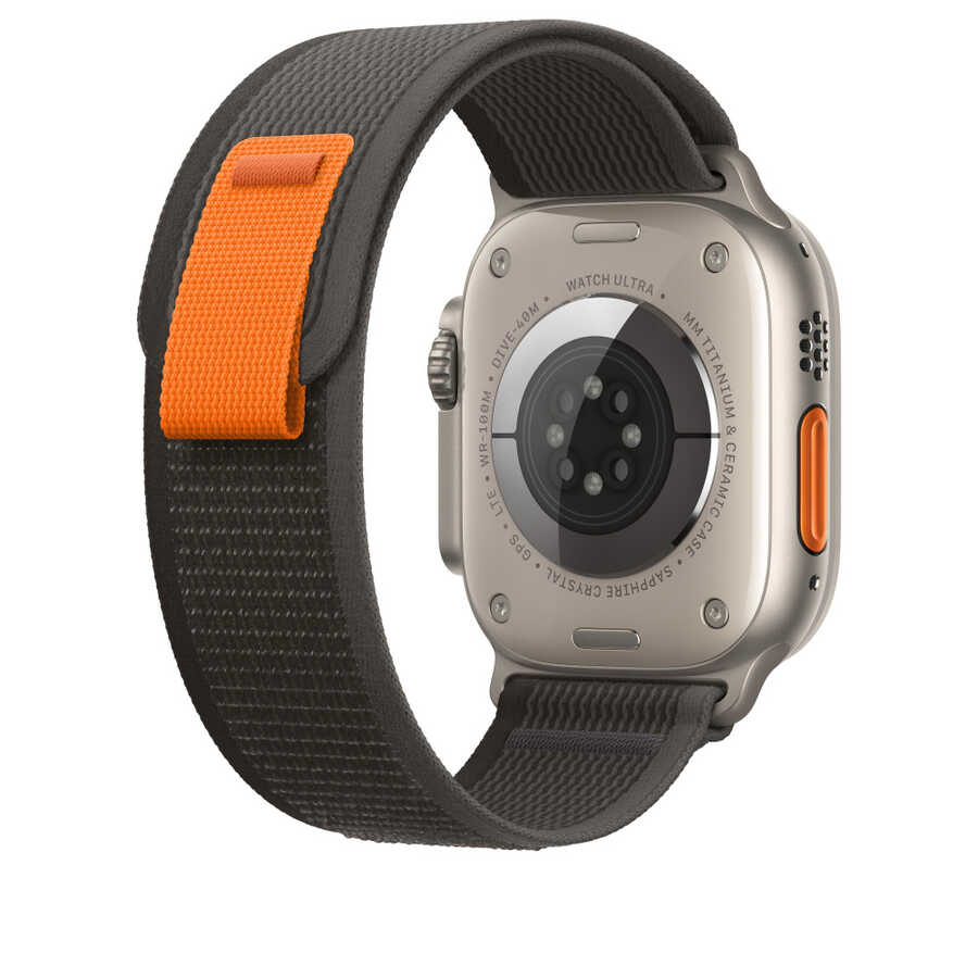 [RNZ-TA83765] Apple Watch 38mm Uyumlu Wiwu Trail Loop Naylon Örgü İşlemeli Hasır Kordon Strap Kayış (Siyah-Turuncu)