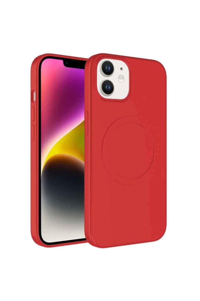 Apple iPhone 12 Uyumlu Kılıf M-safe Wireless Şarj Özellikli Pastel Renk Silikon Zore Plas Kapak