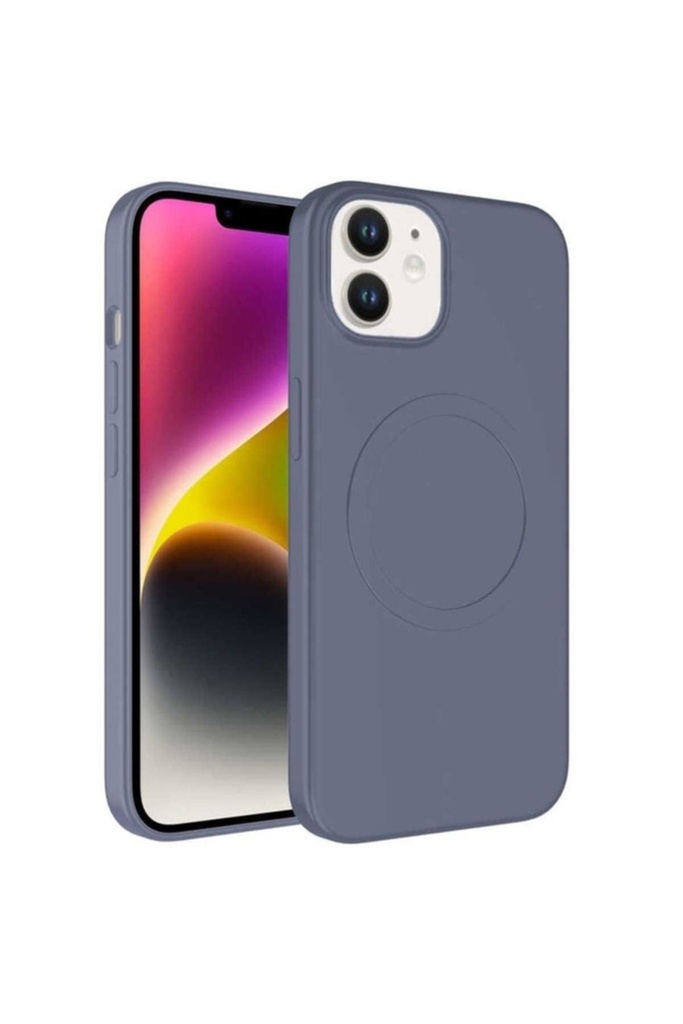 Apple iPhone 12 Uyumlu Kılıf M-safe Wireless Şarj Özellikli Pastel Renk Silikon Zore Plas Kapak