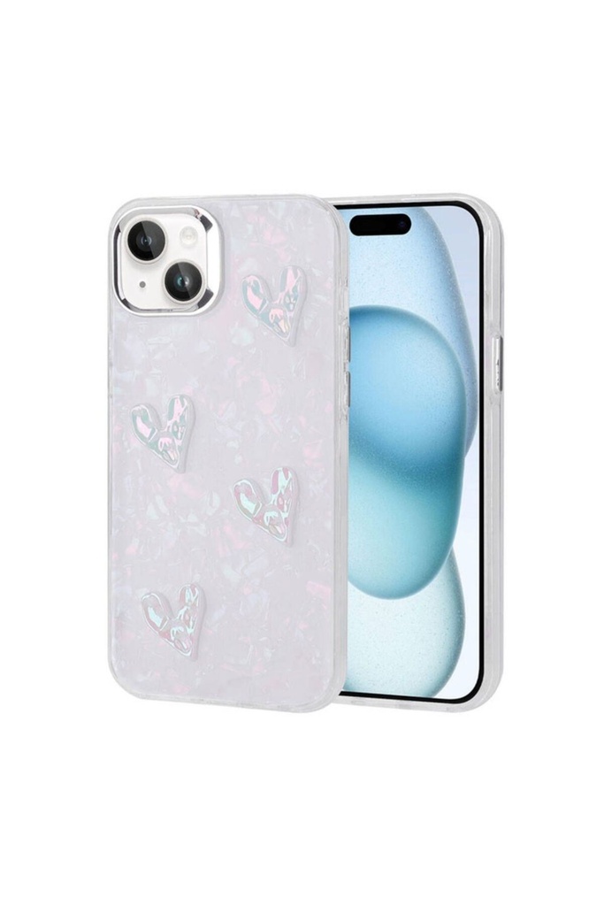 [RNZ-TA96439] Apple iPhone 14 Uyumlu Kılıf Kabartma Figürlü Parlak Zore Eralli Silikon Kapak (Kalp)