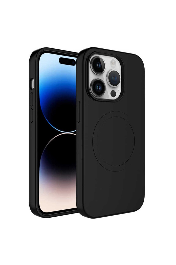 [RNZ-TA83830] Apple iPhone 12 Pro Uyumlu Kılıf M-safe Wireless Şarj Özellikli Pastel Renk Silikon Zore Plas Kapak (Siyah)