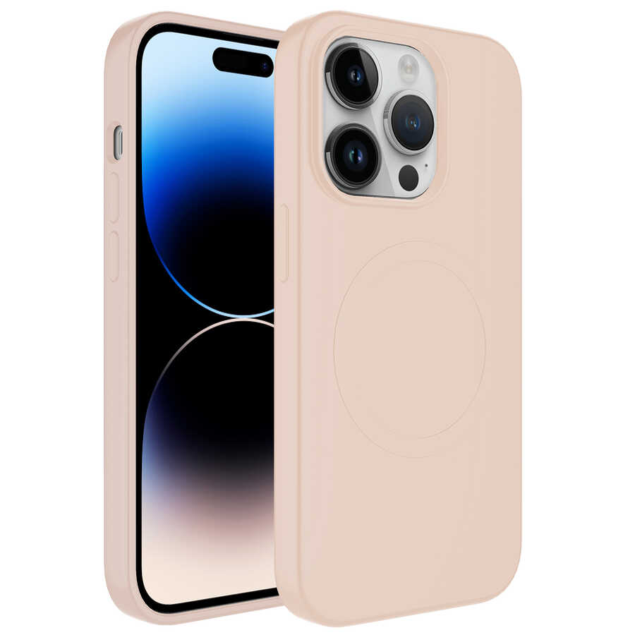 Apple iPhone 14 Pro Uyumlu Kılıf M-safe Wireless Şarj Özellikli Pastel Renk Silikon Zore Plas Kapak