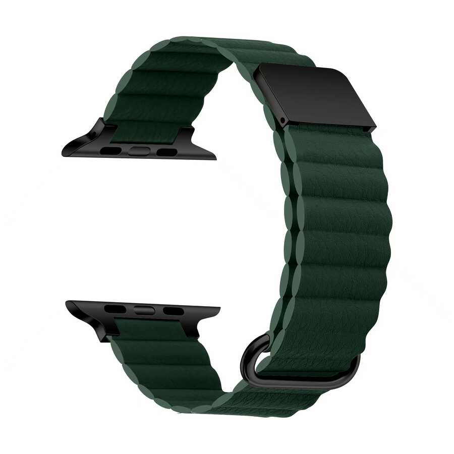 ​​​Apple Watch 40mm Uyumlu Kordon PU Deri Bakla Tasarımlı Mıknatıslı KRD-78 Kayış
