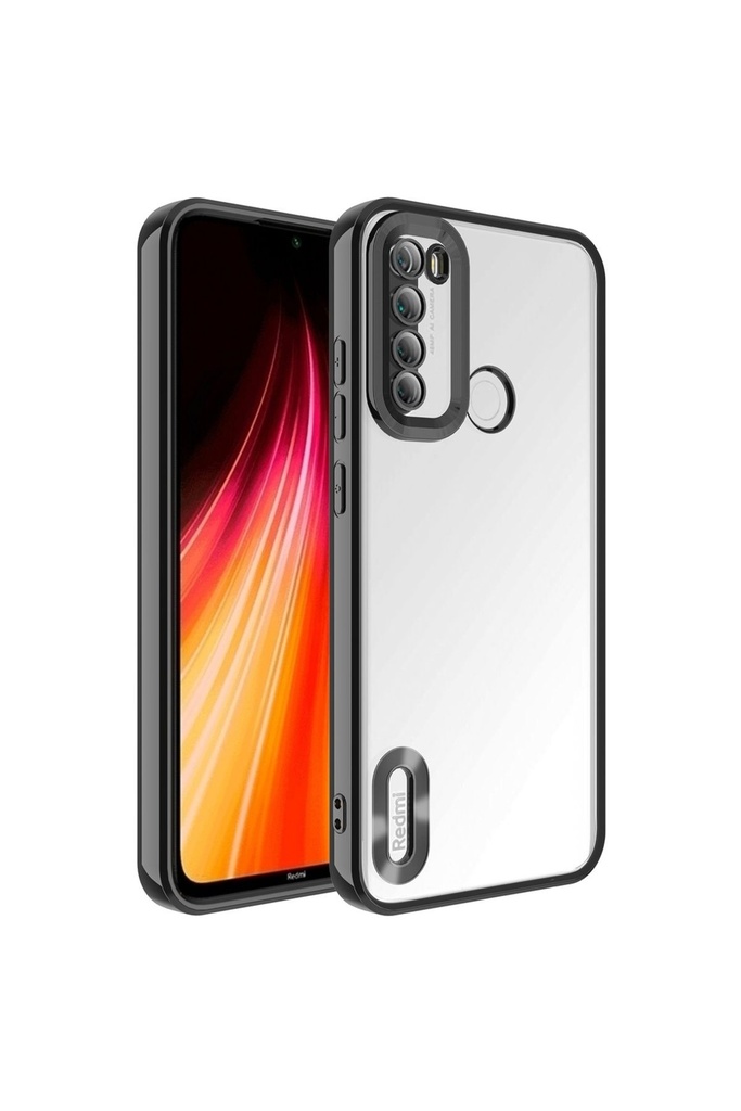 [RNZ-TA84233] Xiaomi Redmi Note 8 Uyumlu Kılıf Kamera Korumalı Logo Gösteren Zore Omega Kapak (Siyah)