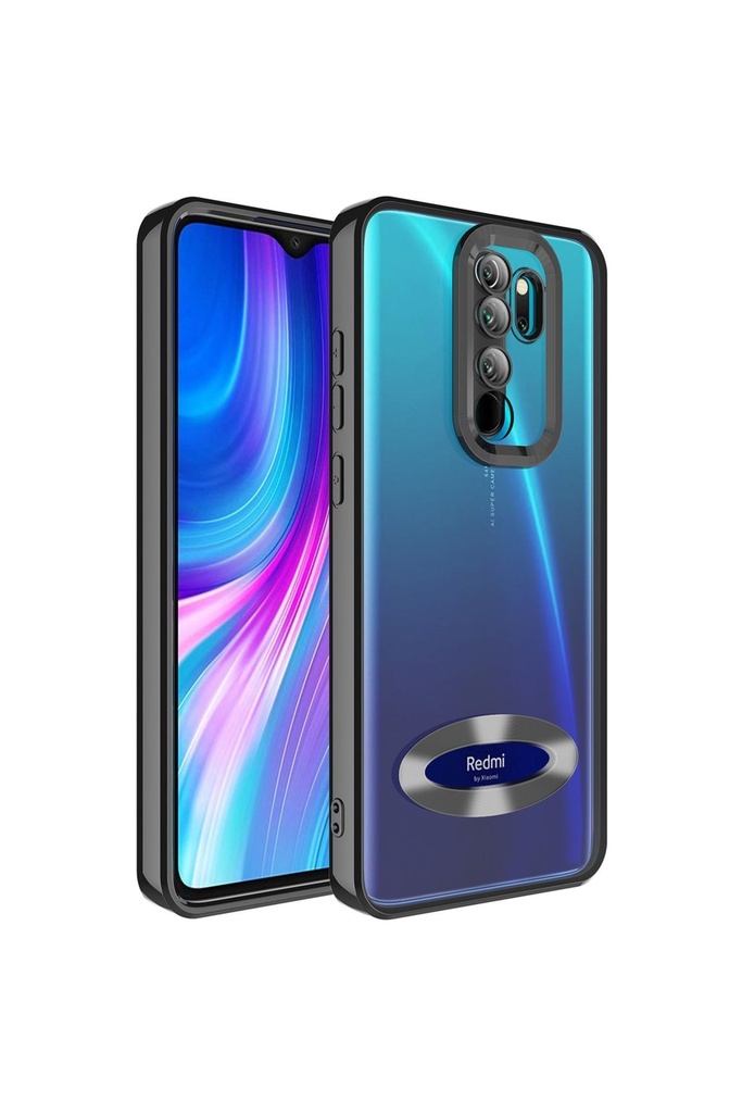 [RNZ-TA84236] Xiaomi Redmi Note 8 Pro Uyumlu Kılıf Kamera Korumalı Logo Gösteren Zore Omega Kapak (Siyah)