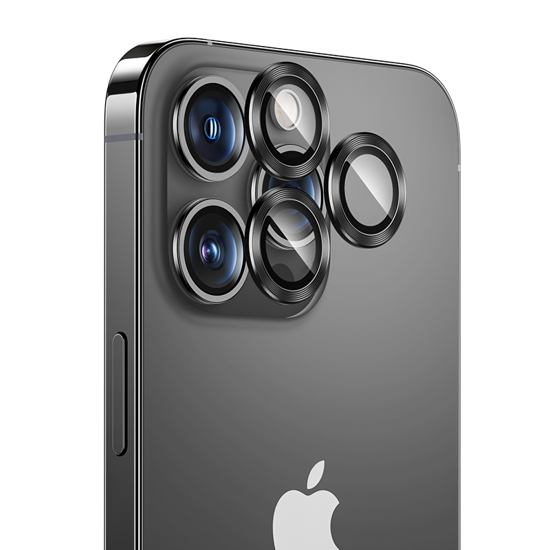 [RNZ-TA84179] Apple iPhone 14 Pro Uyumlu Benks DR Safir Kamera Lens Koruyucu (Siyah)