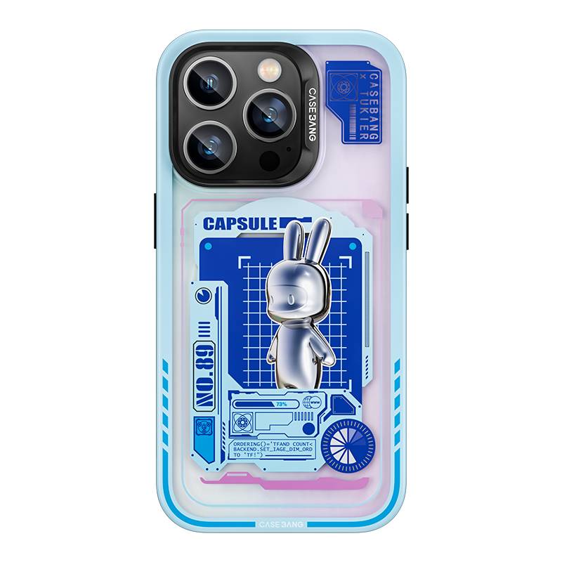 [RNZ-TA84192] Apple iPhone 14 Pro Max Uyumlu Kılıf M-safe Şarj Özellikli Benks Casebang Rabbit Kapak (Mavi)