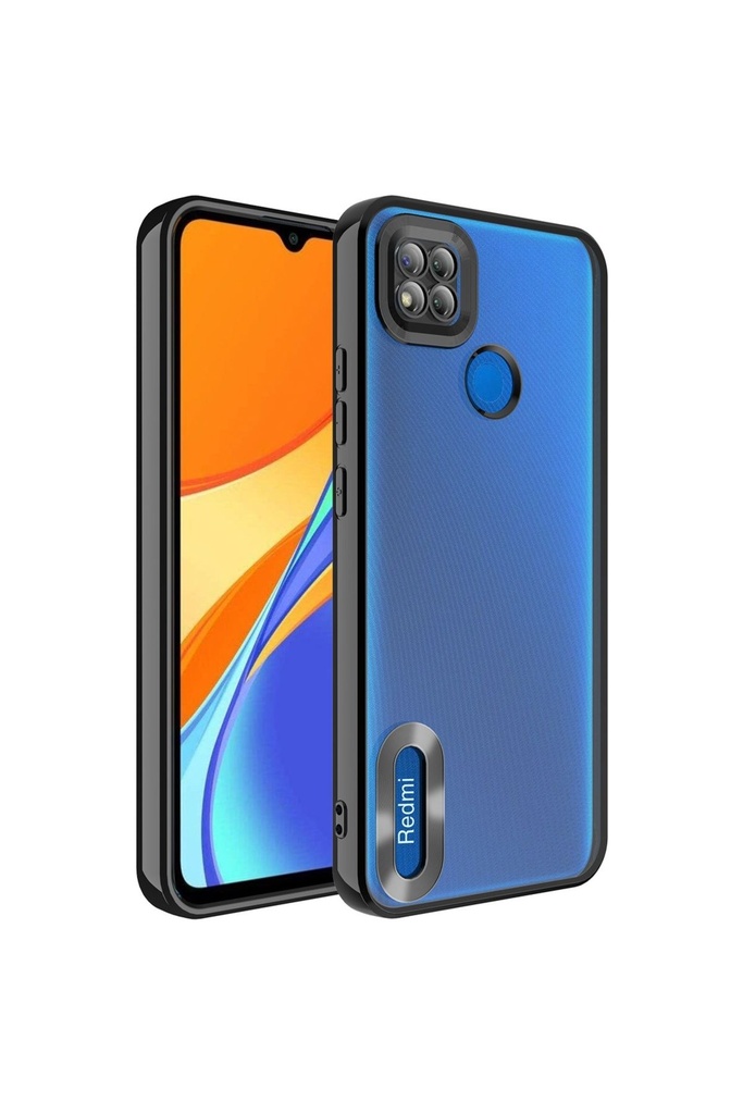 [RNZ-TA84242] Xiaomi Redmi 9C Uyumlu Kılıf Kamera Korumalı Logo Gösteren Zore Omega Kapak (Siyah)