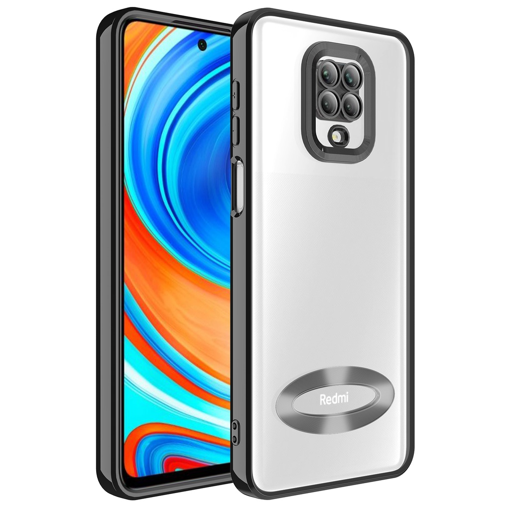 [RNZ-TA84248] Xiaomi Redmi Note 9S Uyumlu Kılıf Kamera Korumalı Logo Gösteren Zore Omega Kapak (Siyah)