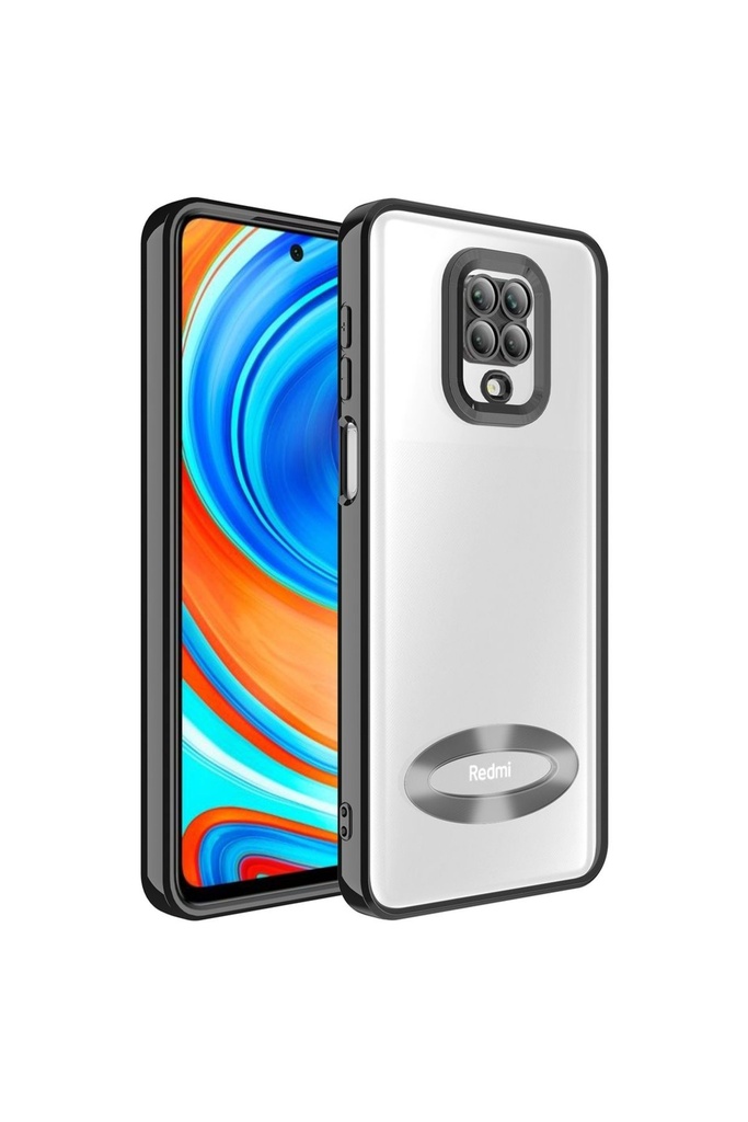 [RNZ-TA84254] Xiaomi Redmi Note 9 Pro Uyumlu Kılıf Kamera Korumalı Logo Gösteren Zore Omega Kapak (Siyah)