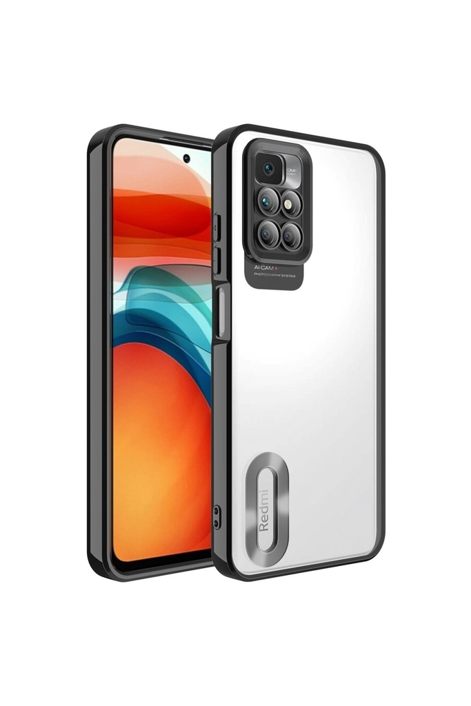 [RNZ-TA84260] Xiaomi Redmi 10 Uyumlu Kılıf Kamera Korumalı Logo Gösteren Zore Omega Kapak (Siyah)