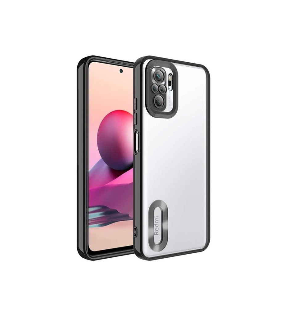 [RNZ-TA84278] Xiaomi Redmi Note 10S Uyumlu Kılıf Kamera Korumalı Logo Gösteren Zore Omega Kapak (Siyah)
