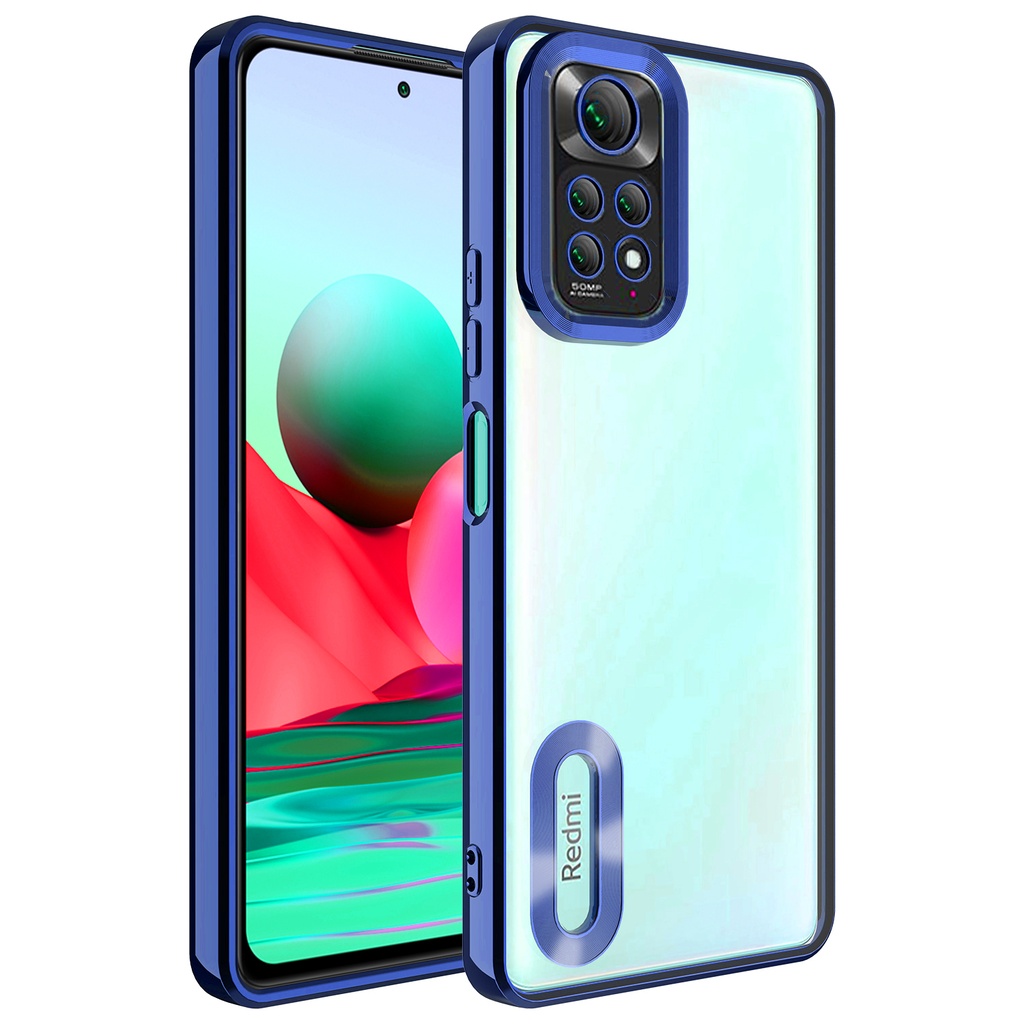 Xiaomi Redmi Note 11 Global Uyumlu Kılıf Kamera Korumalı Logo Gösteren Zore Omega Kapak