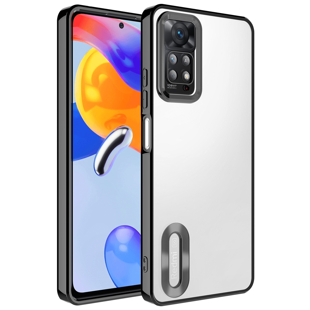 [RNZ-TA84302] Xiaomi Redmi Note 11 Pro 5G Uyumlu Kılıf Kamera Korumalı Logo Gösteren Zore Omega Kapak (Siyah)