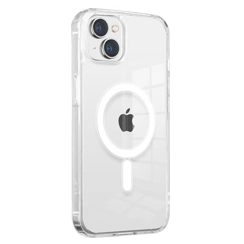 [RNZ-TA84381] Apple iPhone 13 Uyumlu Kılıf M-safe Şarj Özellikli Şeffaf Sert PC Zore Embos Kapak