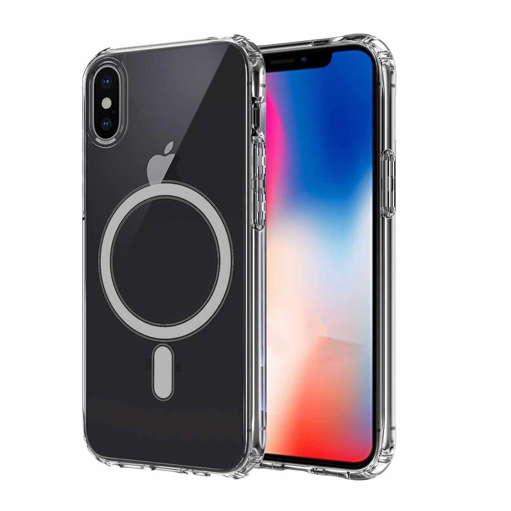 [RNZ-TA84374] Apple iPhone XS Max Uyumlu Kılıf M-safe Şarj Özellikli Şeffaf Sert PC Zore Embos Kapak