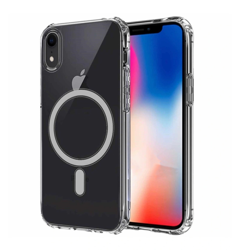 [RNZ-TA84373] Apple iPhone XR Uyumlu Kılıf M-safe Şarj Özellikli Şeffaf Sert PC Zore Embos Kapak