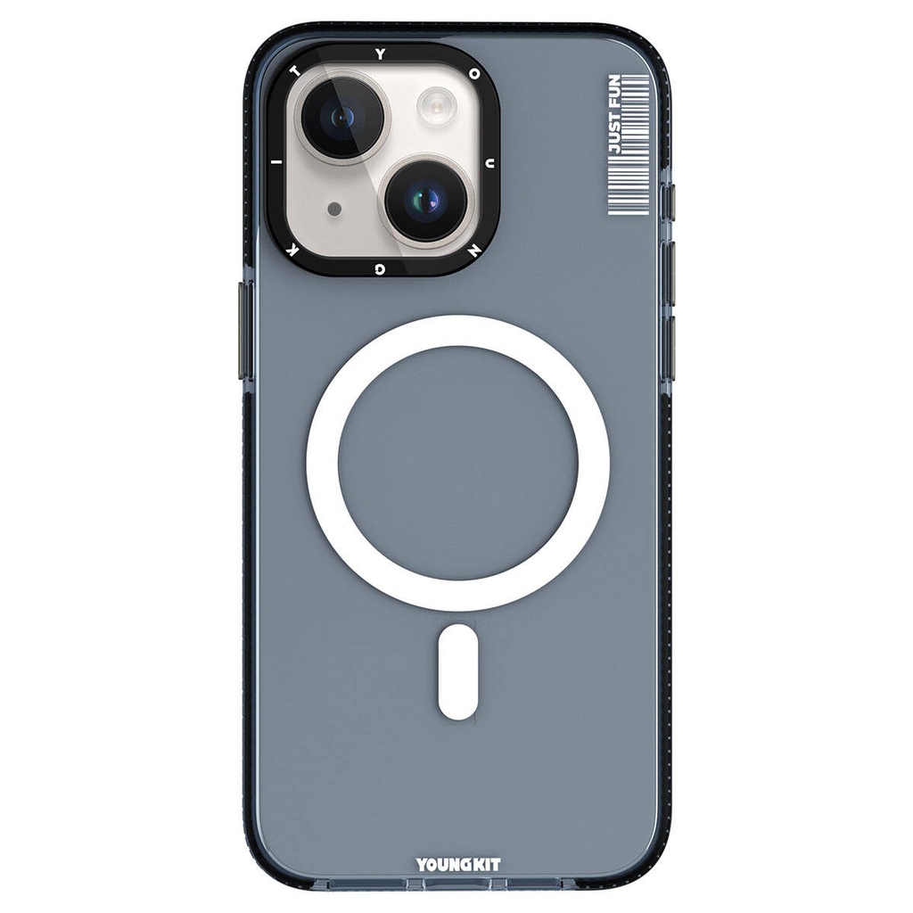 [RNZ-TA96514] Apple iPhone 15 Plus Uyumlu Kılıf M-safe Şarj Özellikli YoungKit Crystal Color Serisi Kapak (Siyah)