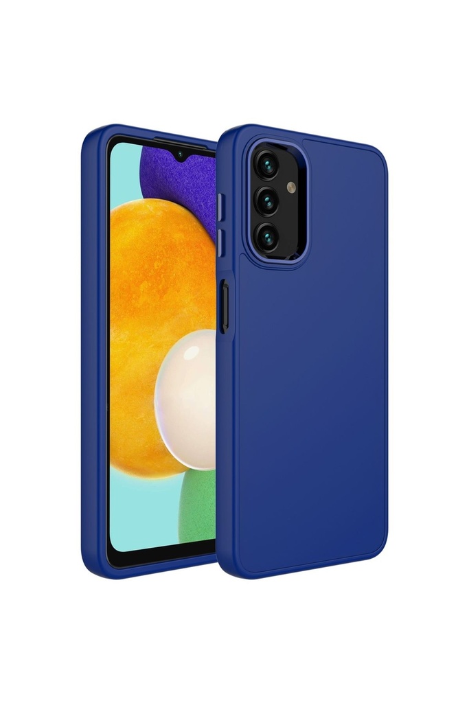 Samsung Galaxy A04S Uyumlu Kılıf Metal Çerçeve ve Buton Tasarımlı Silikon Zore Luna Kapak