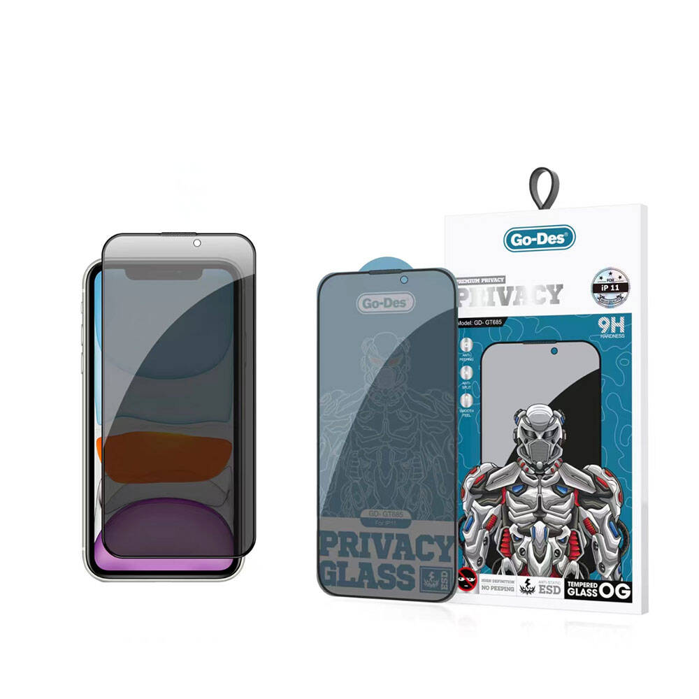 Apple iPhone 11 Uyumlu Go Des 9D Full Cover Privacy Temperli Cam Ekran Koruyucu