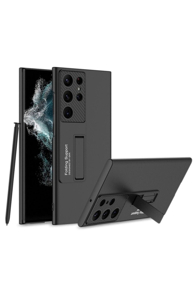 [RNZ-TA85073] Samsung Galaxy S23 Ultra Uyumlu Kılıf Zore Standlı Ays Kapak (Siyah)