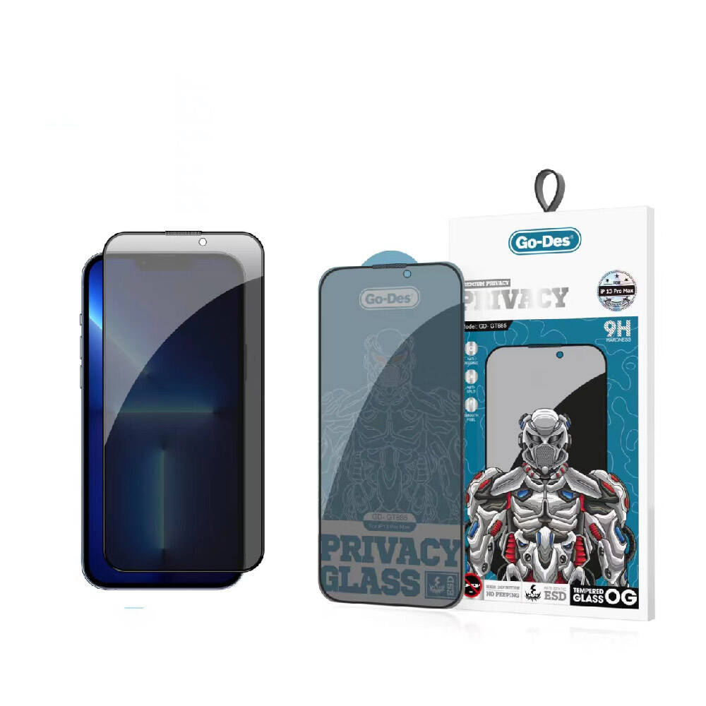[RNZ-TA97396] Apple iPhone 13 Pro Max Uyumlu Go Des 9D Full Cover Privacy Temperli Cam Ekran Koruyucu