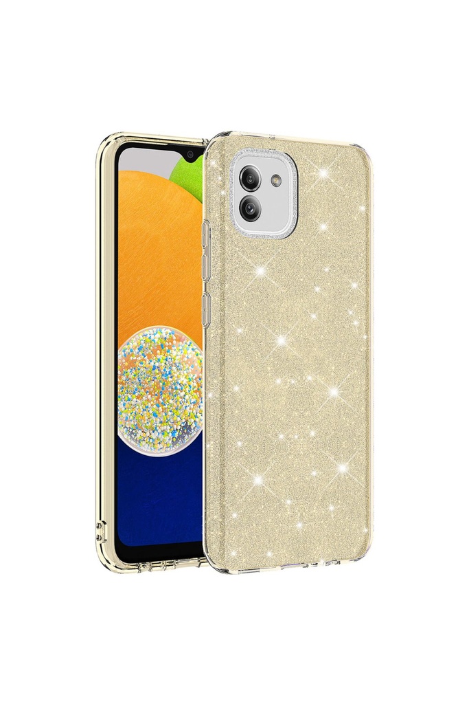 [RNZ-TA85739] Samsung Galaxy A03 Uyumlu Kılıf Zore Shining Silikon (Gold)
