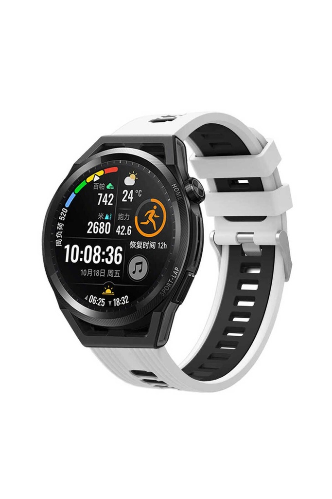 Samsung Galaxy Watch 46mm Uyumlu Kordon Silikon Çift Renkli Sportif KRD-55 Kayış