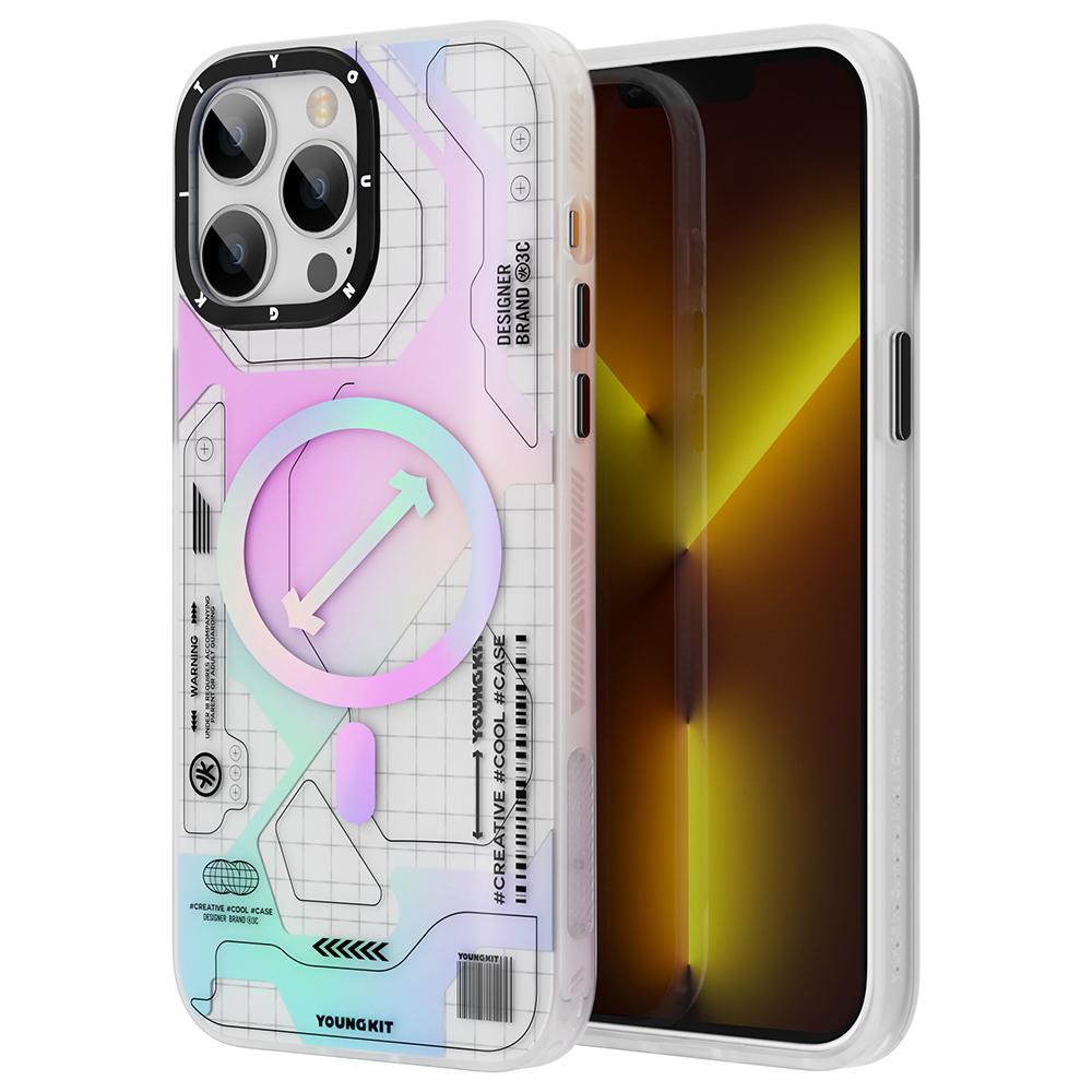 Apple iPhone 13 Pro Max Uyumlu Kılıf M-safe Şarj Özellikli YoungKit Metaverse Serisi Kapak