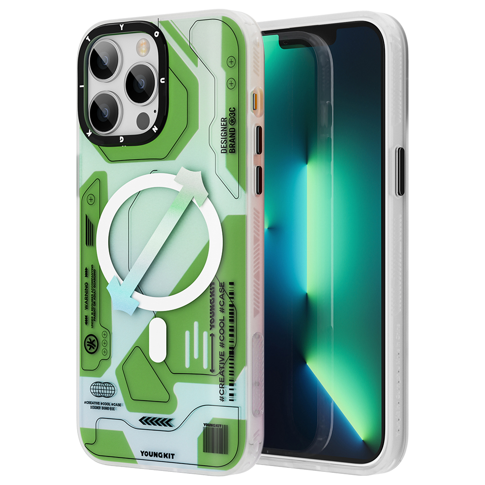 Apple iPhone 13 Pro Max Uyumlu Kılıf M-safe Şarj Özellikli YoungKit Metaverse Serisi Kapak