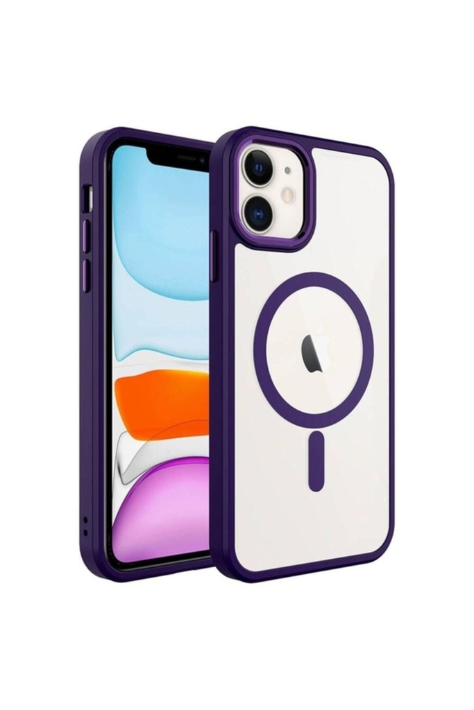 Apple iPhone 11 Uyumlu Kılıf Wireless Şarj Özellikli Zore Krom M-safe Silikon Kapak