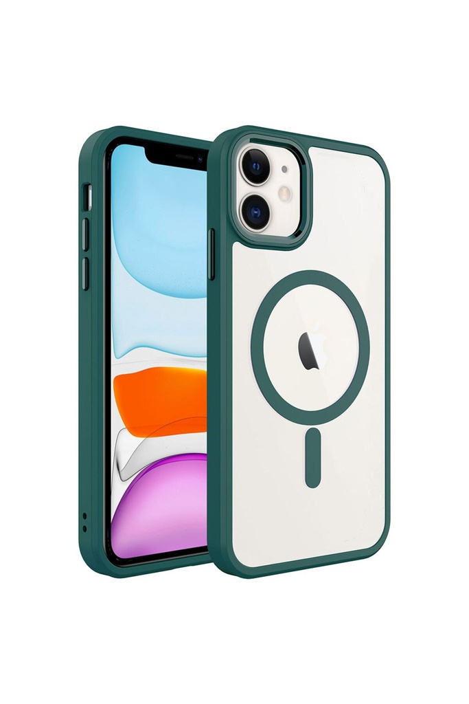 Apple iPhone 11 Uyumlu Kılıf Wireless Şarj Özellikli Zore Krom M-safe Silikon Kapak