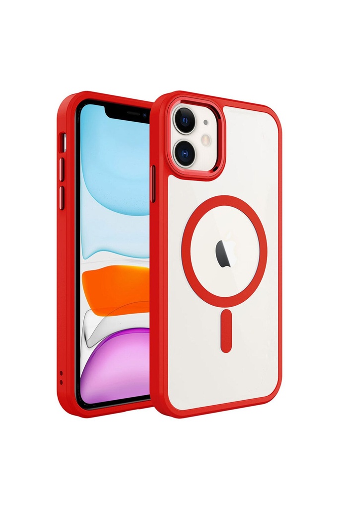 Apple iPhone 11 Uyumlu Kılıf Wireless Şarj Özellikli Zore Krom M-safe Silikon Kapak