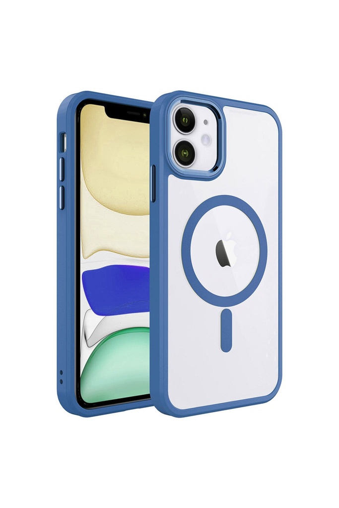 Apple iPhone 11 Uyumlu Kılıf Wireless Şarj Özellikli Zore Krom M-safe Silikon Kapak