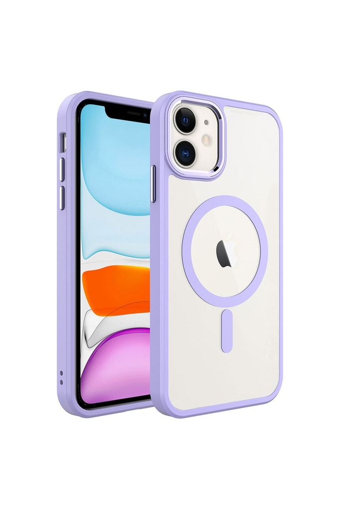 Apple iPhone 11 Uyumlu Kılıf Wireless Şarj Özellikli Zore Krom M-safe Silikon Kapak