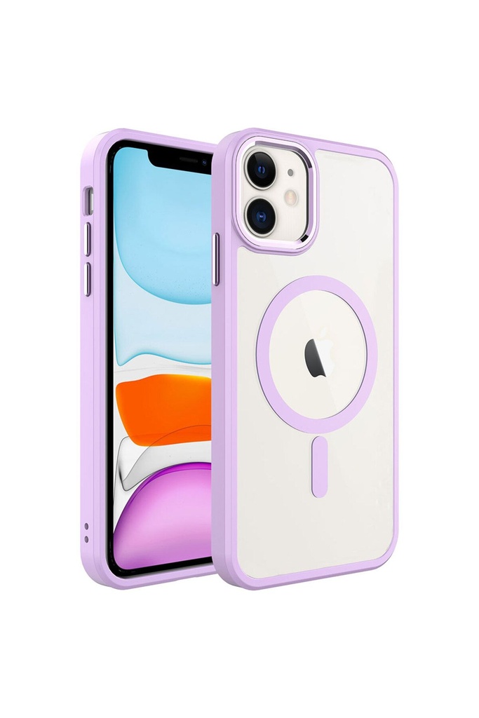 Apple iPhone 11 Uyumlu Kılıf Wireless Şarj Özellikli Zore Krom M-safe Silikon Kapak