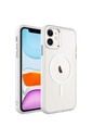 Apple iPhone 11 Uyumlu Kılıf Wireless Şarj Özellikli Zore Krom M-safe Silikon Kapak